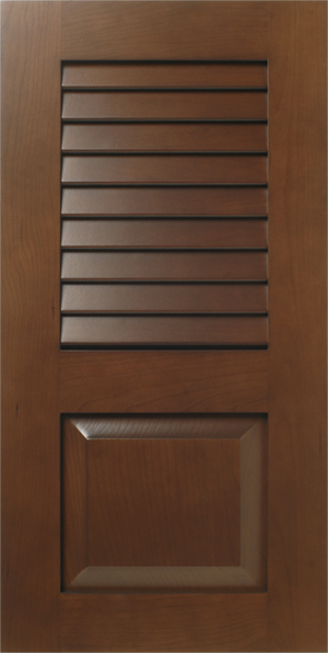 S817 RESORT door with louvered vent and rectangular inset panel.