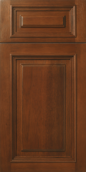 Close-up of a S884 LONGLEAF cabinet door with raised panel design.