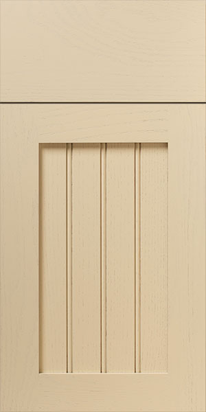 Beige cabinet door with vertical slat design.