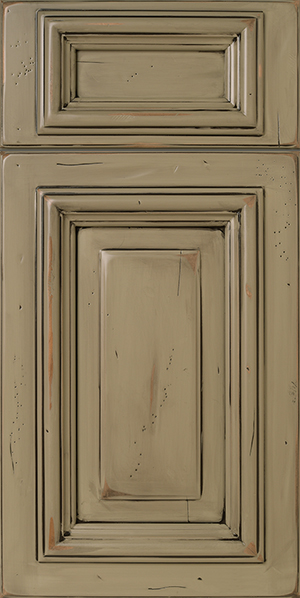 A S935 FLORENTINE cabinet door with panel details, painted beige with visible brush strokes and minor imperfections.