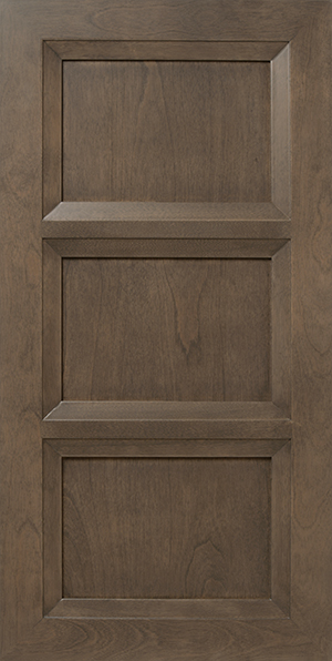 A dark wood S938 EDGEWATER door with a three-panel design.