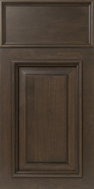 A close-up of a S947 DAPHNE wooden cabinet door with raised panels.