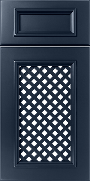 Dark blue door with a S962 LATTICE – CPL100 glass panel.