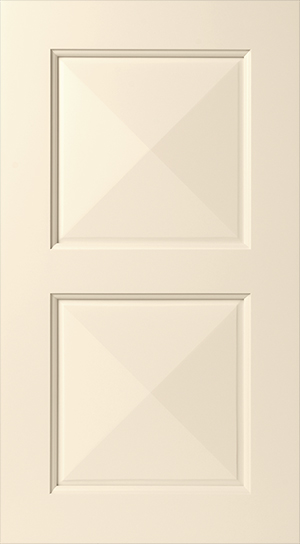 Two rectangular white panels with a recessed square design on a S968 AINSLEY door or wall.