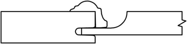 A simple line drawing of a S519 WALDORF dovetail joint used in woodworking.