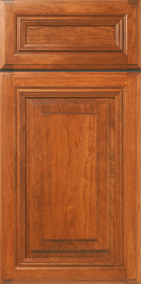 A close-up view of a detailed S683 CUMBERLAND cabinet door with raised panel design.