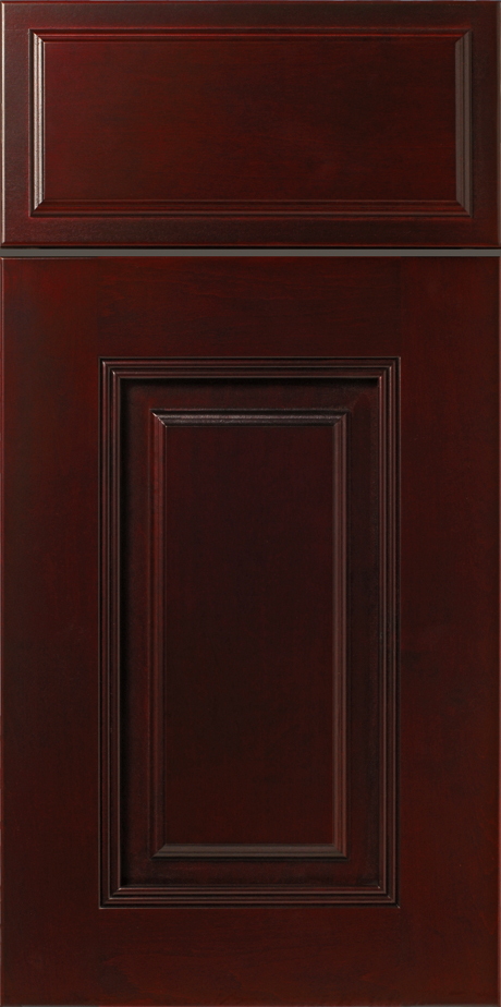 A closed wooden door with a dark mahogany finish and paneled design, such as the S711 TATUM.